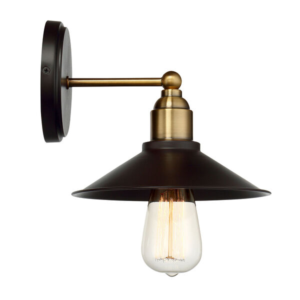 River Station Rubbed Bronze and Brass One-Light Industrial Wall Sconce, image 3