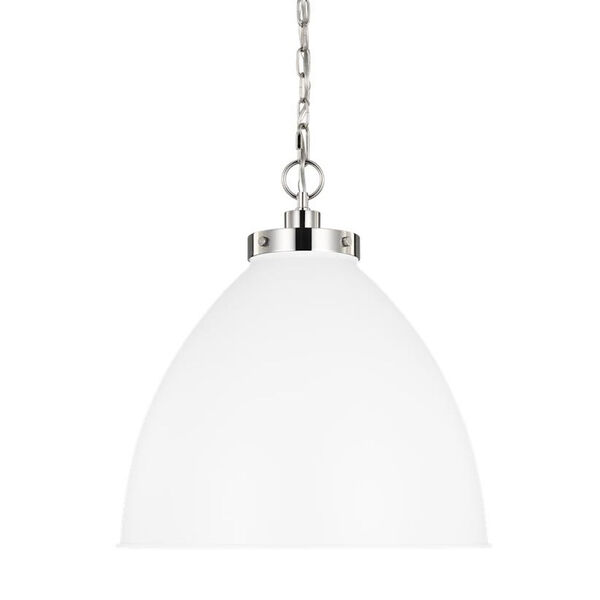 Wellfleet Matte White and Silver 18-Inch One-Light Pendant, image 4