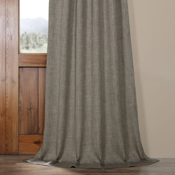Grey Mink Faux Linen Blackout Curtain Single Panel, image 5