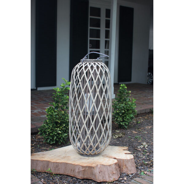 Grey Large Willow Lantern with Glass, image 1