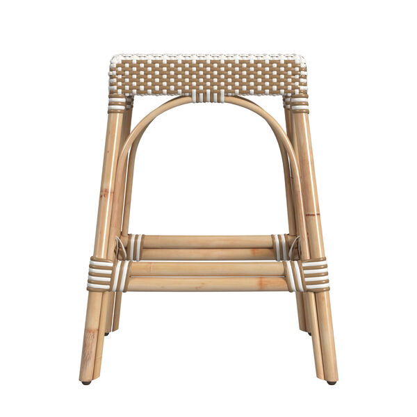 Robias Beige and White Stripe on Natural Rattan Counter Stool, image 5