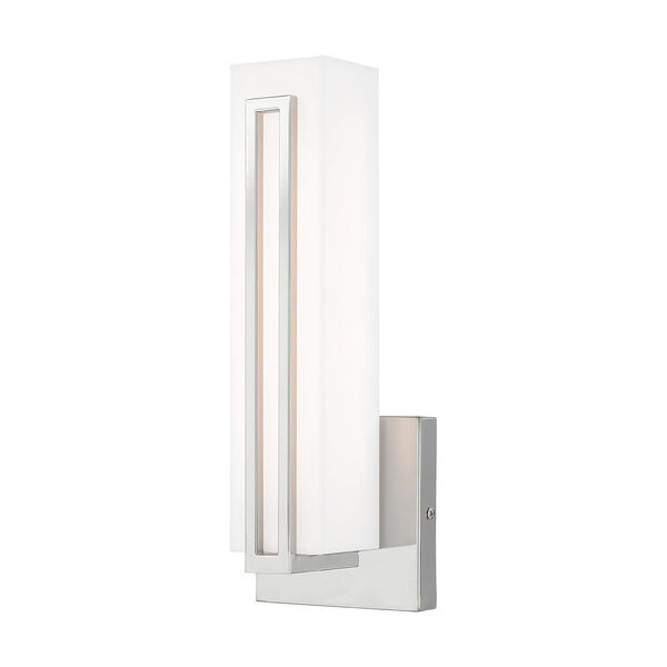 Fulton Polished Chrome 4-Inch ADA Wall Sconce with Satin White Acrylic Shade, image 1