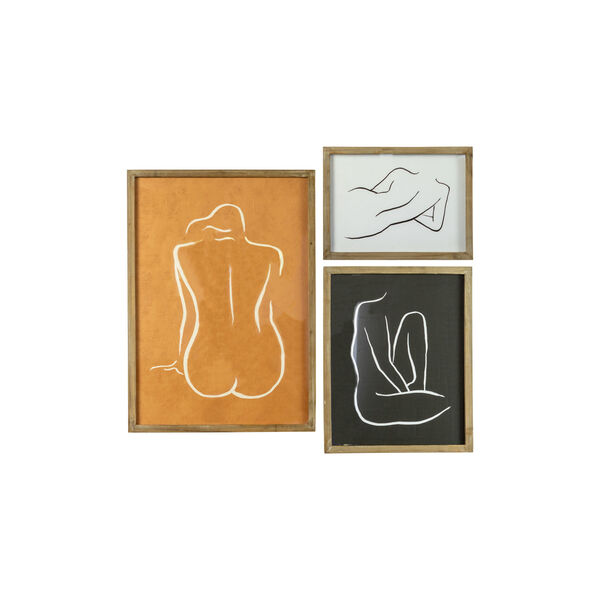 Natural Framed Nude Prints Under Glass Wall Art, Set of 3, image 1