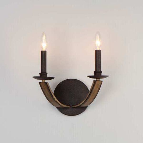Basque Driftwood Anthracite Two-Light Wall Sconce, image 3