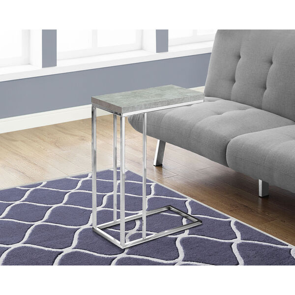 Accent Table - Grey Cement with Chrome Metal, image 1