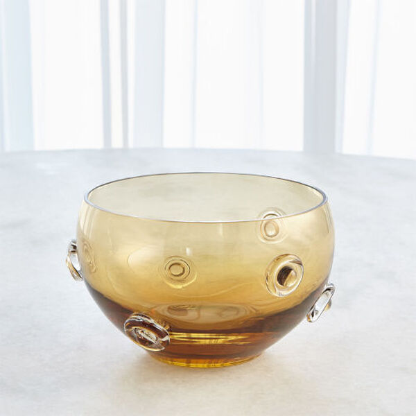 Button Glass Tobacco Handblown Art Glass Bowl, image 2