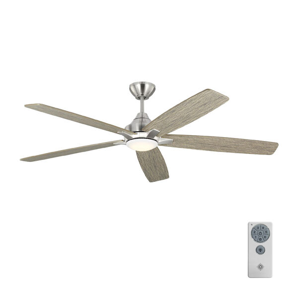 Lowden Brushed Steel 60-Inch Indoor/Outdoor Integrated LED Ceiling Fan with Light Kit, Remote Control and Reversible Motor, image 3
