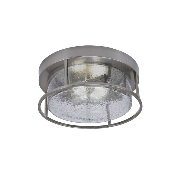 Brushed Nickel Two-Light Flush Mount with Smoke Bubble Glass, image 1