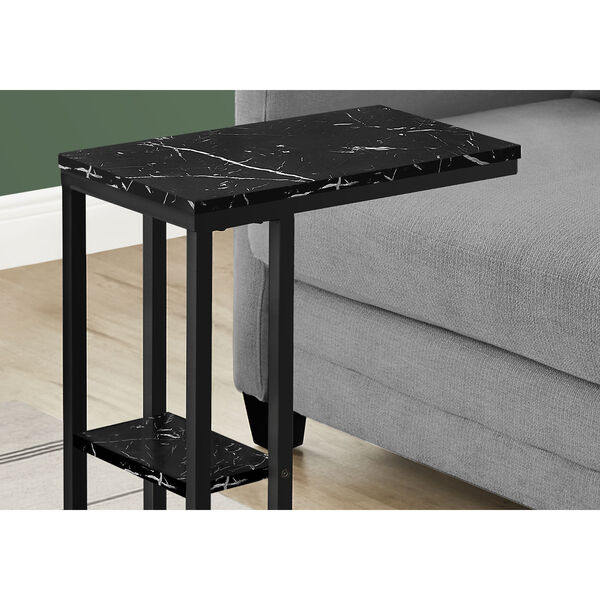 Black Marble End Table with Shelf, image 3