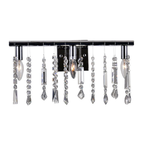 Janine Chrome Three-Light Vanity Wall Sconce with K9 Clear Crystals, image 2