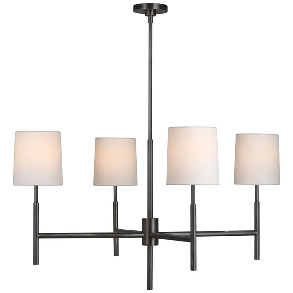 Clarion Large Chandelier in Bronze with Linen Shades by Barbara Barry, image 1