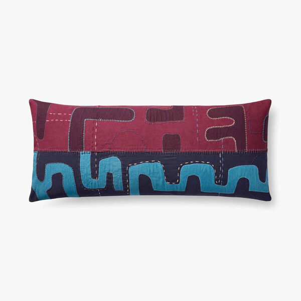 Justina Blakeney Blue and Purple Appliqued Pillow with Hand Embroidery, image 1