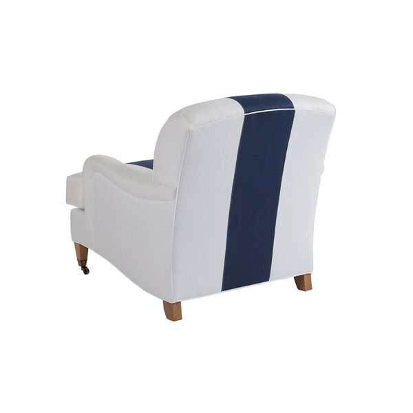 Upholstery White and Blue Sydney Chair With Brass Caster, image 2