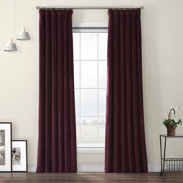 Red Heritage Plush Velvet Curtain Single Panel, image 1