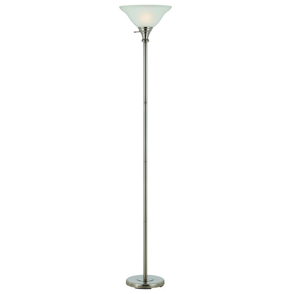 Brushed Steel One-Light Torchiere Lamp, image 1