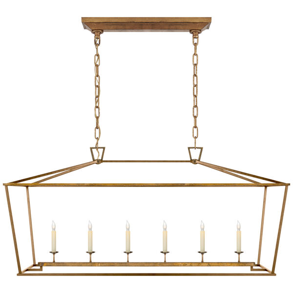 Darlana Large Linear Lantern in Gilded Iron by Chapman and Myers, image 1