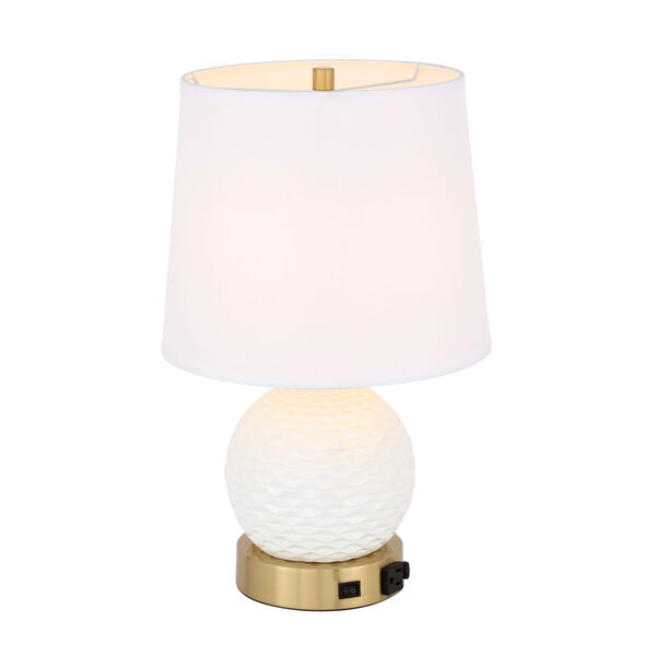 Haven Brushed Brass and White 12-Inch One-Light Table Lamp, image 3