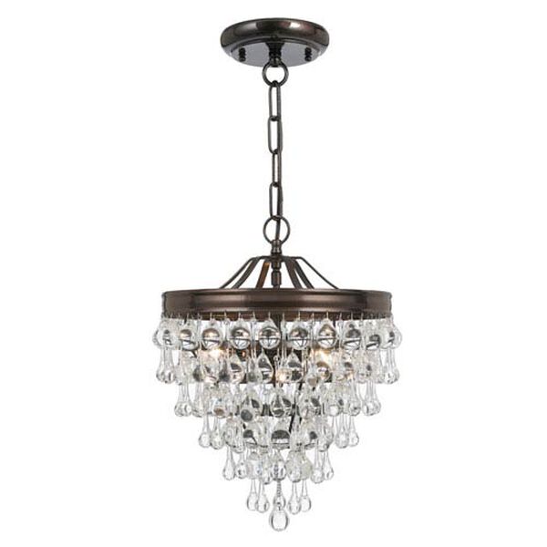 Hopewell Bronze Three-Light Chandelier with Clear Crystal, image 1