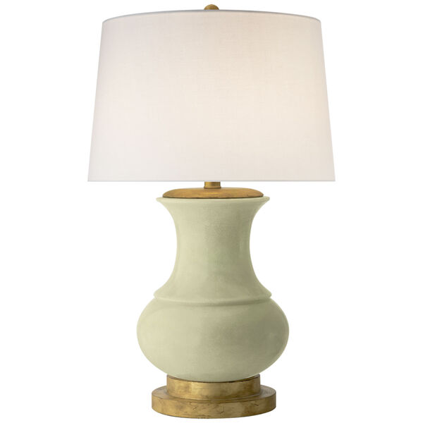 Deauville Table Lamp in Celadon Crackle with Linen Shade by Chapman and Myers, image 1