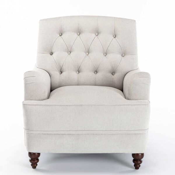 Bingham Oatmeal and Walnut Tufted Arm Chair, image 3