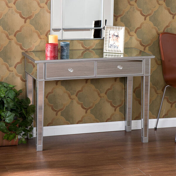 Silver 2 Drawer Mirage Mirrored Console Table, image 1