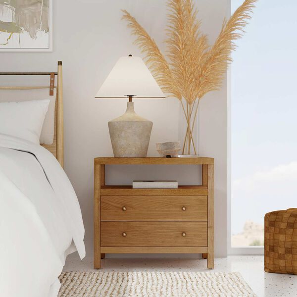 Celine Light Natural Two Drawer Wide Nightstand, image 2