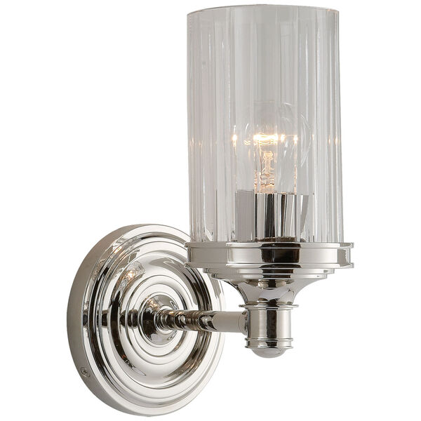 Ava Single Sconce in Polished Nickel with Crystal by Alexa Hampton, image 1