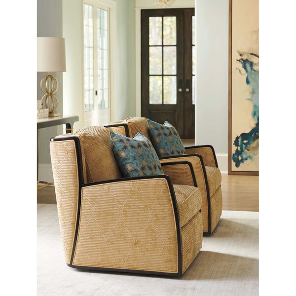 Carlyle Expresso Gold Swivel Chair, image 3