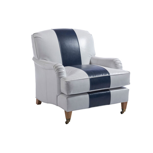 Upholstery Gray and Blue Sydney Leather Chair With Brass Caster, image 1