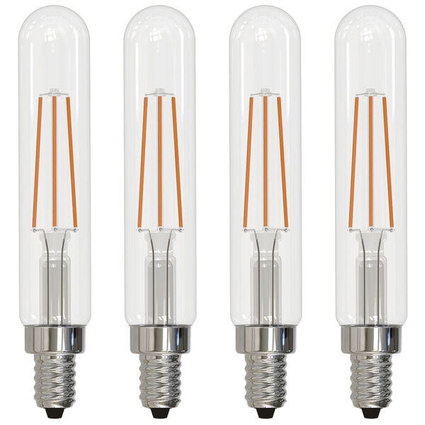 Pack of 4 Clear Glass T8 LED Candelabra E12 Dimmable 4.5W 2700K Light Bulb, image 1