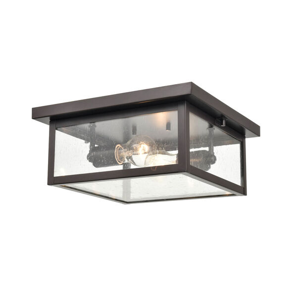 Evanton Powder Coat Bronze Two-Light Outdoor Flush Mount with Clear Seeded Glass, image 6