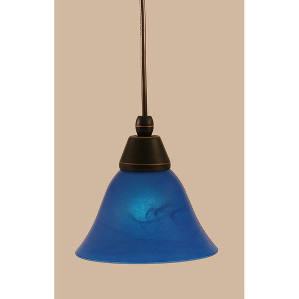 Dark Granite Cord Mini Pendant with Blue Italian Glass, image 1