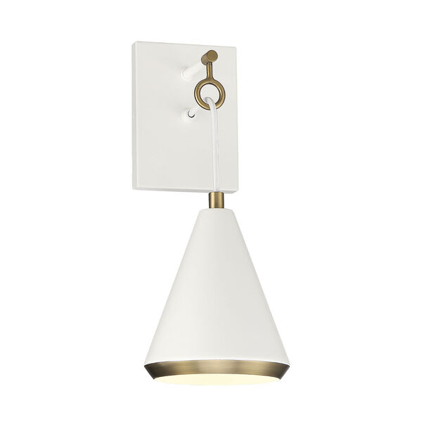Chelsea White with Natural Brass One-Light Wall Sconce, image 1