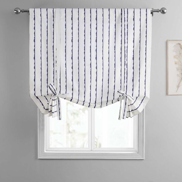 Sharkskin Blue Stripe Printed Cotton Tie-Up Window Shade Single Panel, image 3