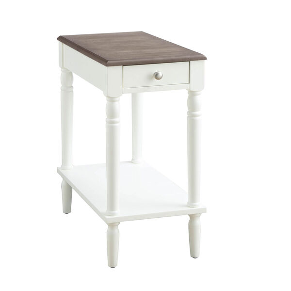 French Country No Tools Chairside Table in Driftwood and White, image 3