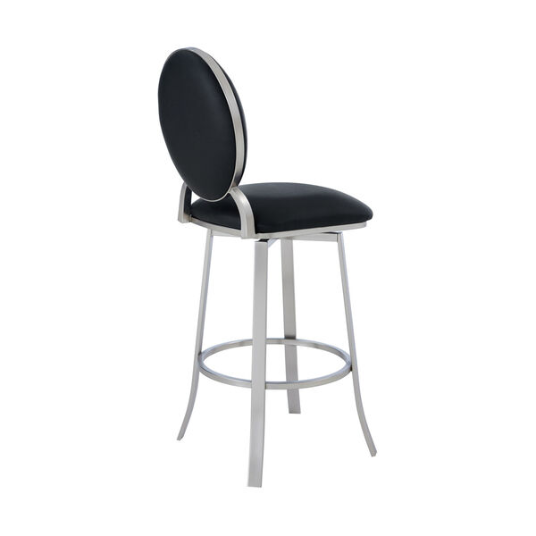 Pia Black and Stainless Steel 30-Inch Bar Stool, image 3