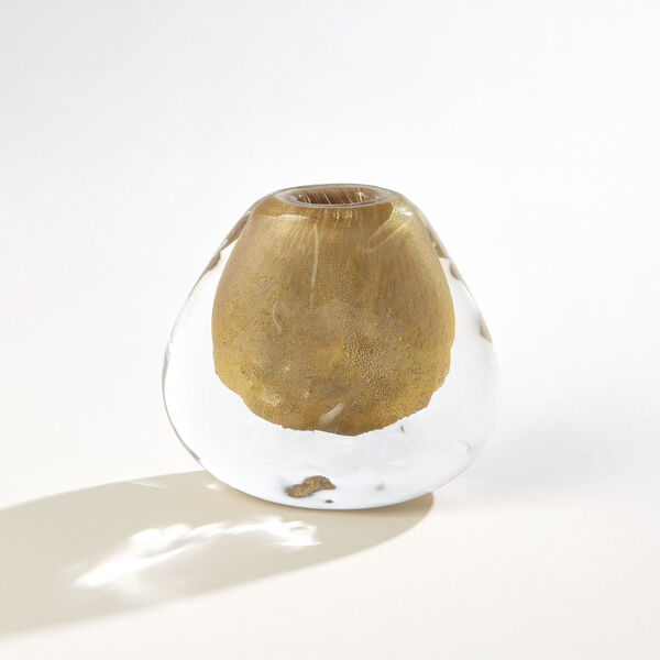Gold and Clear Conical Vase, image 4