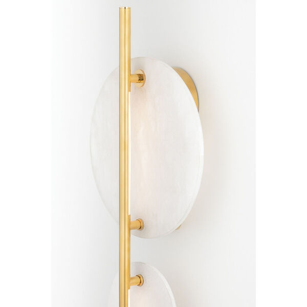 Croft Aged Brass One-Light LED Wall Sconce with Alabaster Shade, image 3