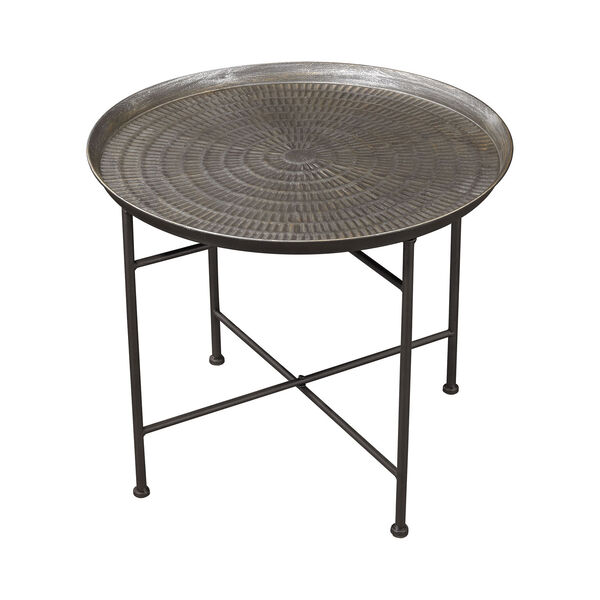 Pewter Embossed Accent Table, image 1