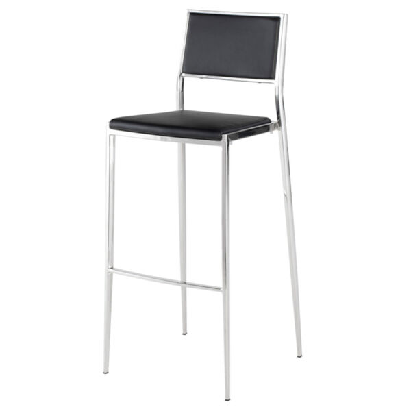 Aaron Black and Silver Bar Stool, image 1