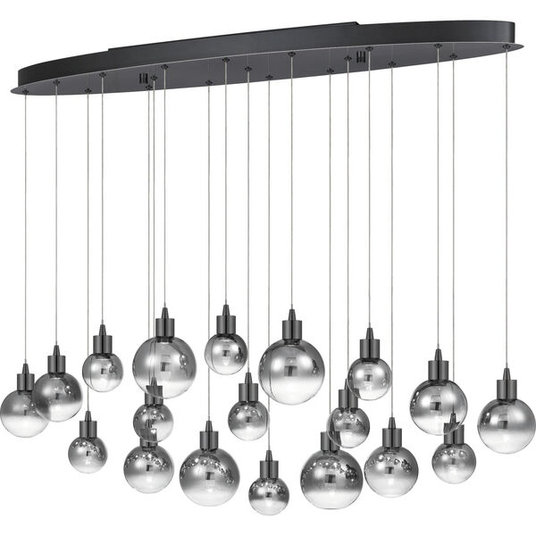 Shadow Black Chrome Integrated LED One-Light Island Chandelier with Smoked Glass, image 1