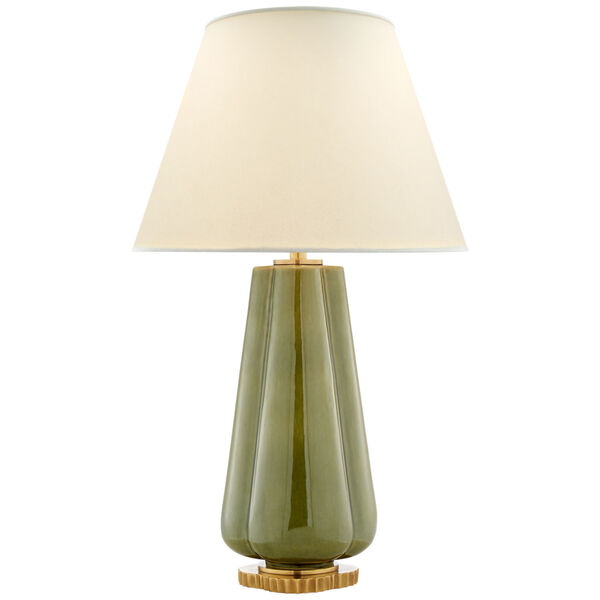 Penelope Table Lamp in Green with Natural Percale Shade by Alexa Hampton, image 1