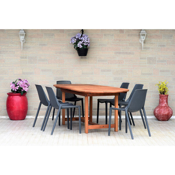 Amazonia Teak Extendable Oval Patio Dining Table Set, 7-Piece, image 1