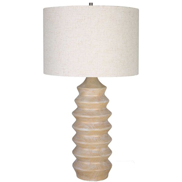 Uplift Bleached Wood and Natural Geometric Table Lamp, image 5
