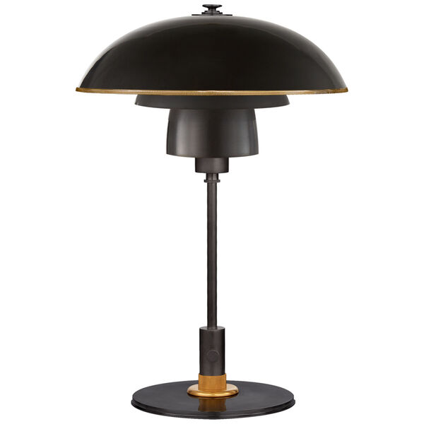 Whitman Desk Lamp in Bronze and Hand-Rubbed Antique Brass with Brass Trimmed Bronze Shade by Thomas O'Brien, image 1