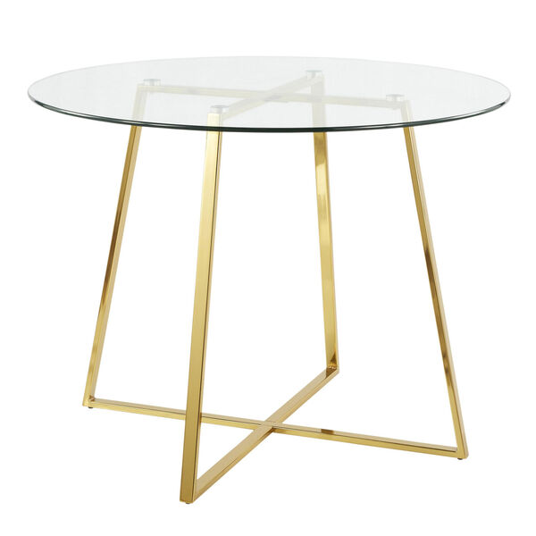 Cosmo Gold and Clear Glass 40-Inch Dining Table, image 1