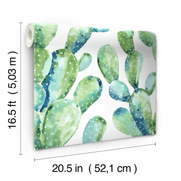 Blue Prickly Pear Cactus Peel and Stick Wallpaper-SAMPLE SWATCH ONLY, image 6
