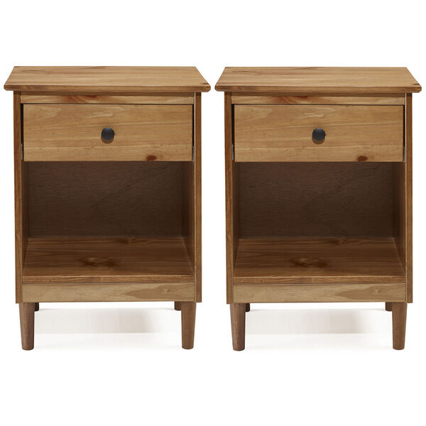 Spencer Caramel Single Drawer Solid Wood Nightstand, Set of Two, image 4