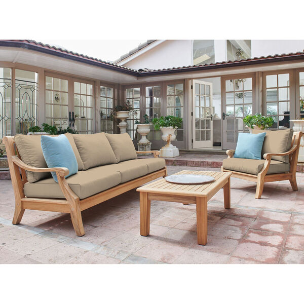 Sonoma 4-Piece Natural Teak Deep Seating Four-Piece Outdoor Sofa Set with Sunbrella Fawn Cushion, image 2