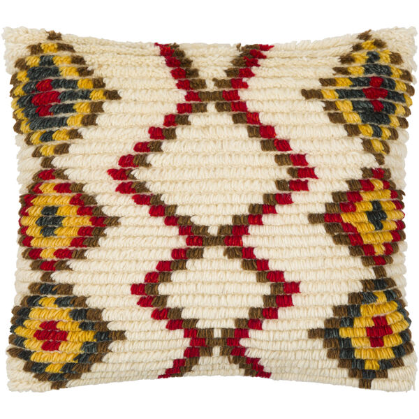 Benisouk Beige, Bright Red and Yellow 20-Inch Pillow, image 1